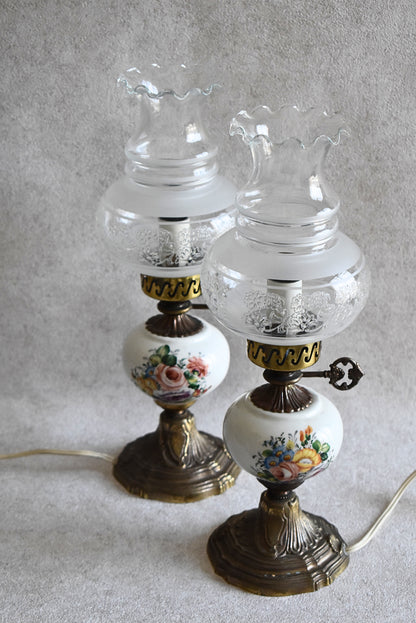 Pair of Vintage Limoges Electric Table Lamps - France 1970s