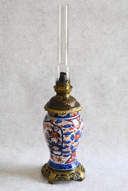 French Faience Oil Lamp with Japonisme Influence, c.1880–1910