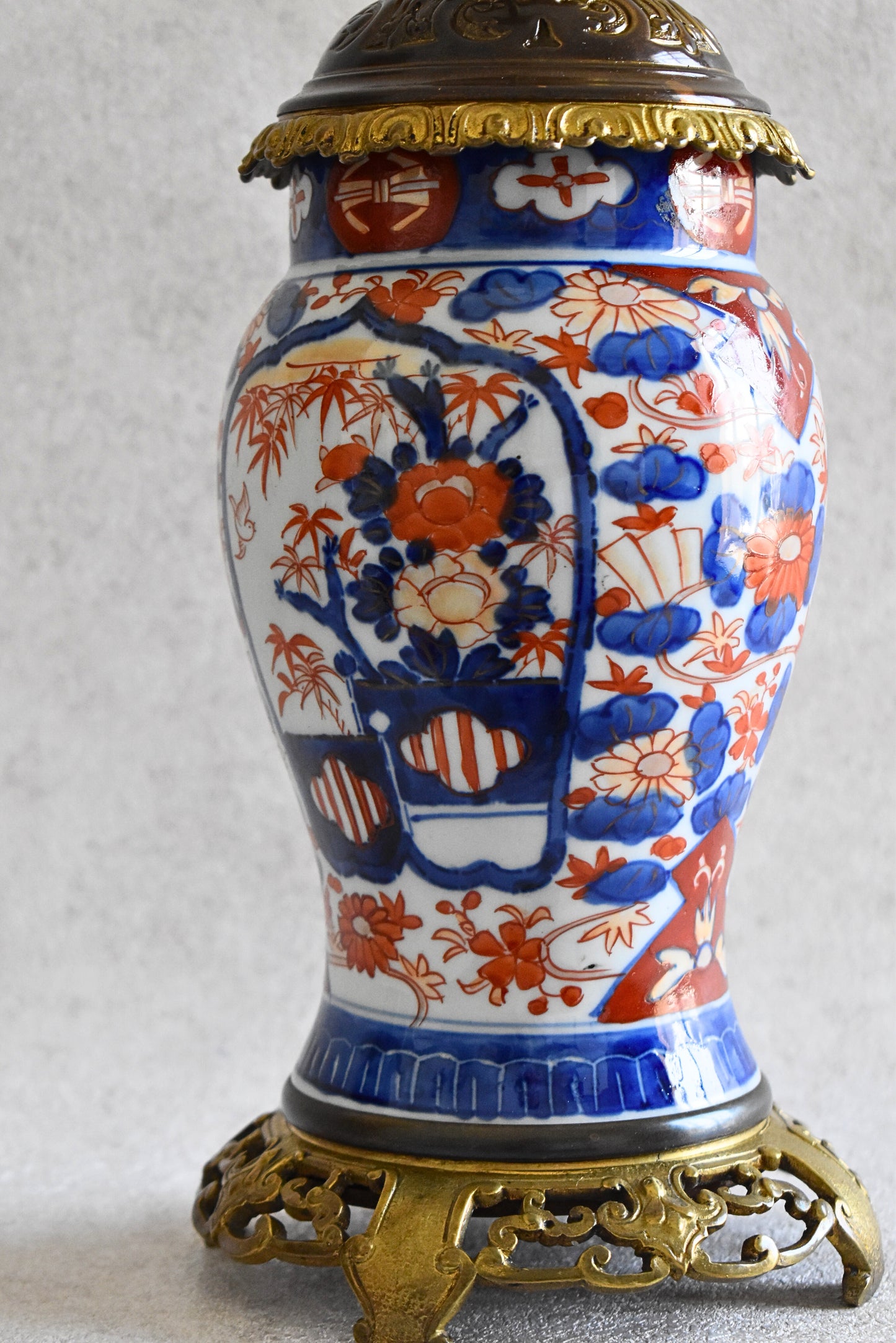 French Faience Oil Lamp with Japonisme Influence, c.1880–1910