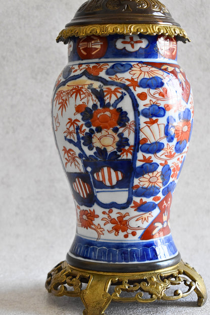 French Faience Oil Lamp with Japonisme Influence, c.1880–1910