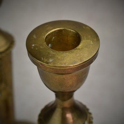 Pair of Vintage Brass Candlesticks with Tassel Detail