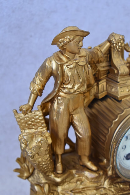 Antique French Mantel Clock – “Allégories des Vendanges et Moissons” by Magnin & MV