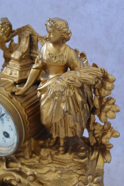 Antique French Mantel Clock – “Allégories des Vendanges et Moissons” by Magnin & MV
