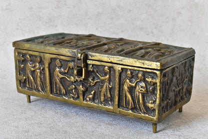 Antique Gothic Revival Reliquary-Style Brass Casket, c. 1880–1930