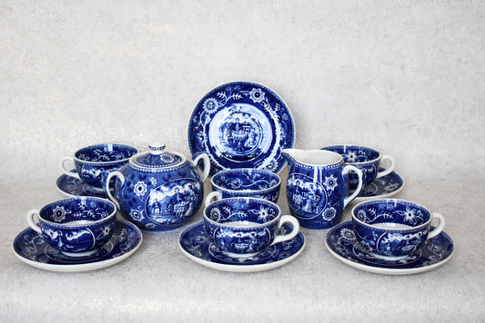 Victorian-Era Société Céramique Delftware Tea Set