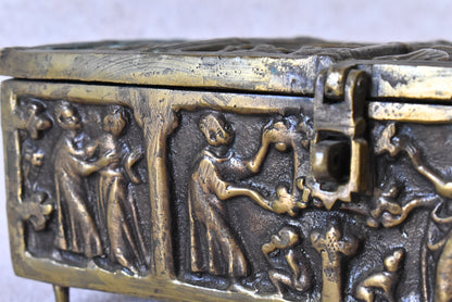 Antique Gothic Revival Reliquary-Style Brass Casket, c. 1880–1930