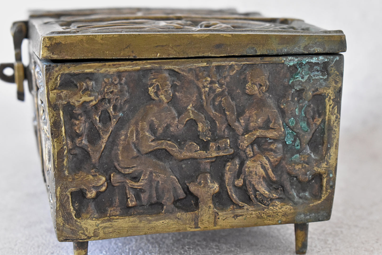Antique Gothic Revival Reliquary-Style Brass Casket, c. 1880–1930