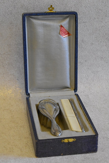 French Silver Baby Grooming Set by Delord, Sylvain, 1894