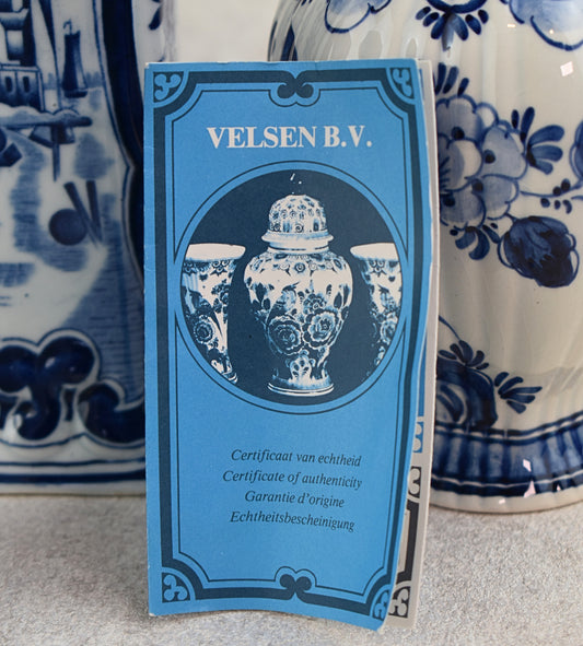 Delft Blauw Hand-Painted Lidded Vase, Holland