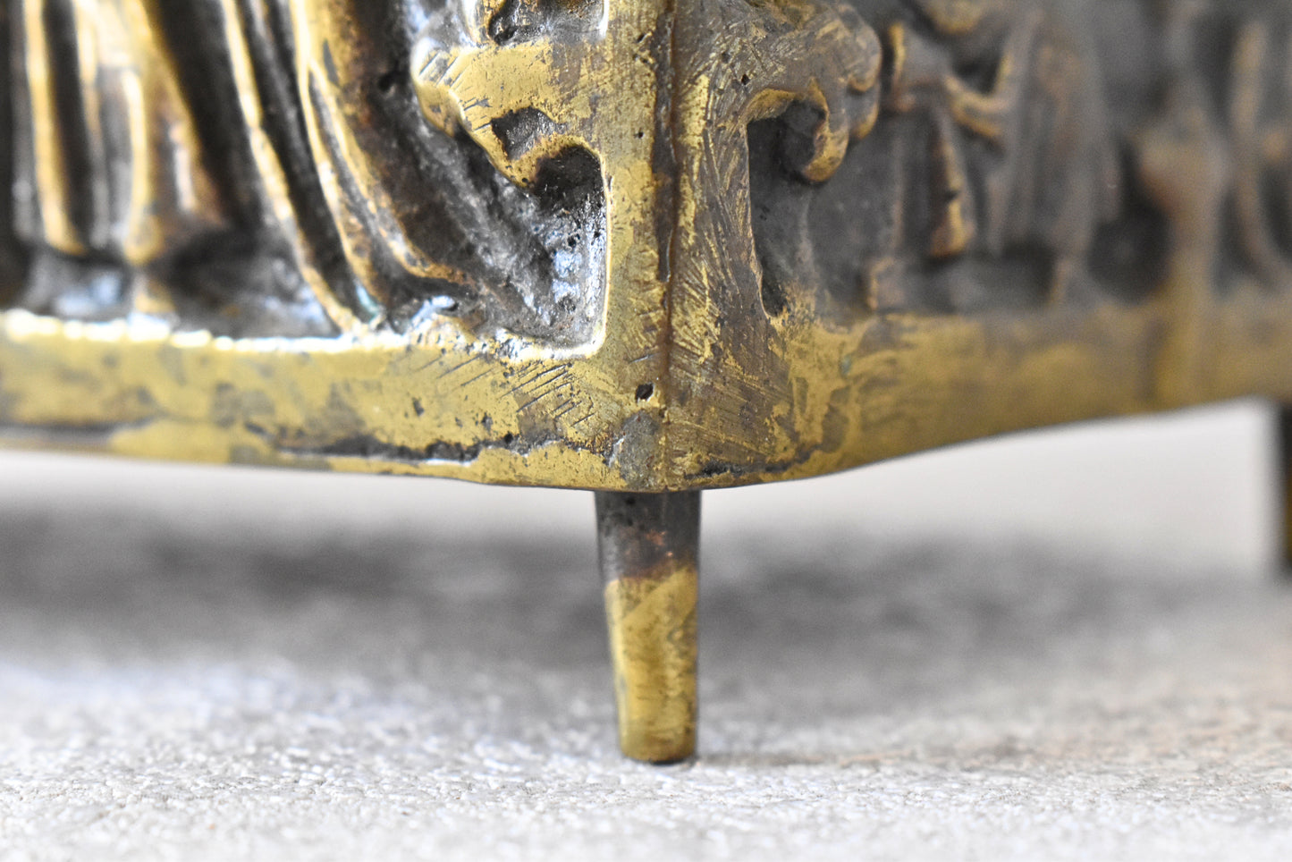 Antique Gothic Revival Reliquary-Style Brass Casket, c. 1880–1930