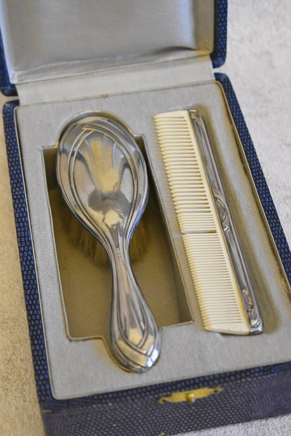 French Silver Baby Grooming Set by Delord, Sylvain, 1894
