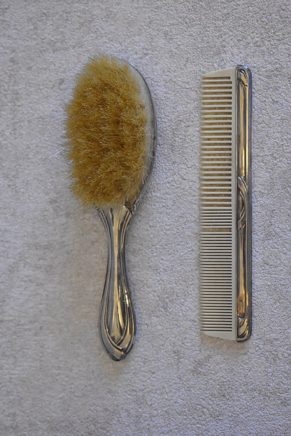French Silver Baby Grooming Set by Delord, Sylvain, 1894
