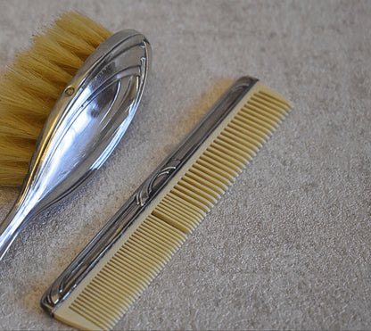 French Silver Baby Grooming Set by Delord, Sylvain, 1894