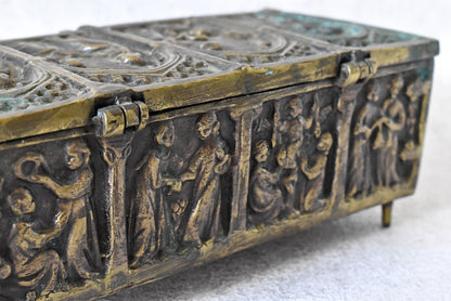 Antique Gothic Revival Reliquary-Style Brass Casket, c. 1880–1930