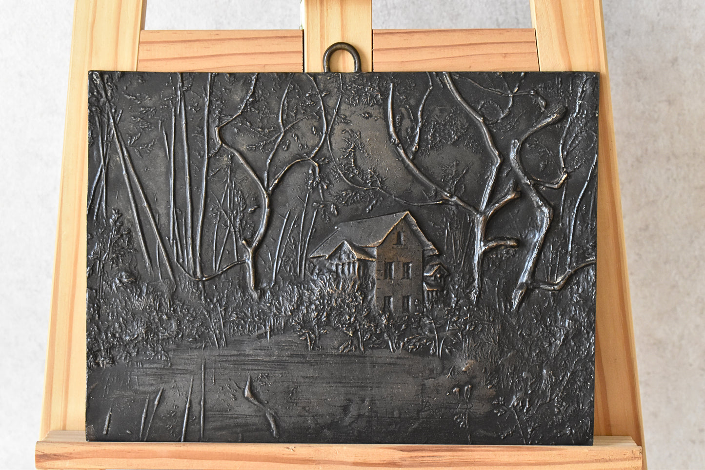 Vintage French Cast Metal Wall Plaque by Bolot R. 1930–1950
