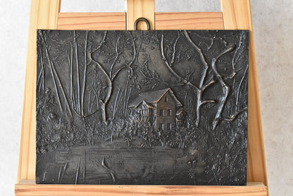 Vintage French Cast Metal Wall Plaque by Bolot R. 1930–1950