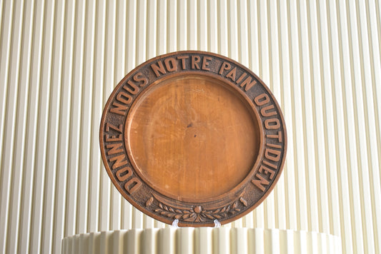 Large Vintage French Carved Wooden Bread Plate