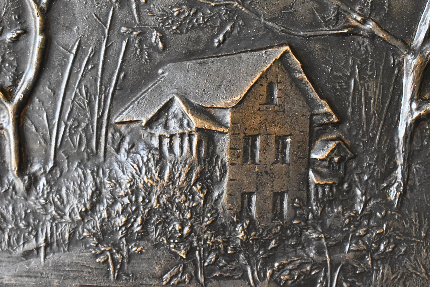 Vintage French Cast Metal Wall Plaque by Bolot R. 1930–1950