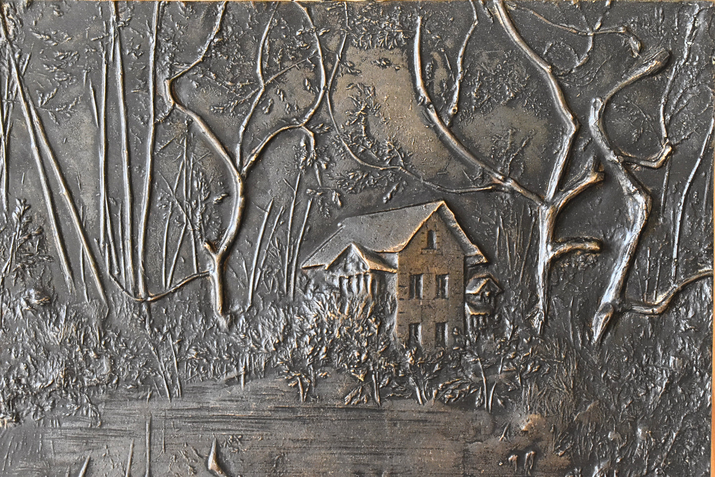 Vintage French Cast Metal Wall Plaque by Bolot R. 1930–1950