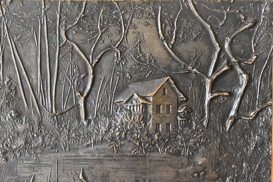 Vintage French Cast Metal Wall Plaque by Bolot R. 1930–1950