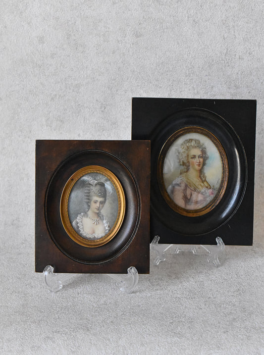 Pair of French Portrait Miniatures, 19th Century Revival