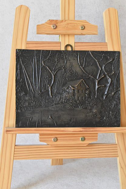 Vintage French Cast Metal Wall Plaque by Bolot R. 1930–1950