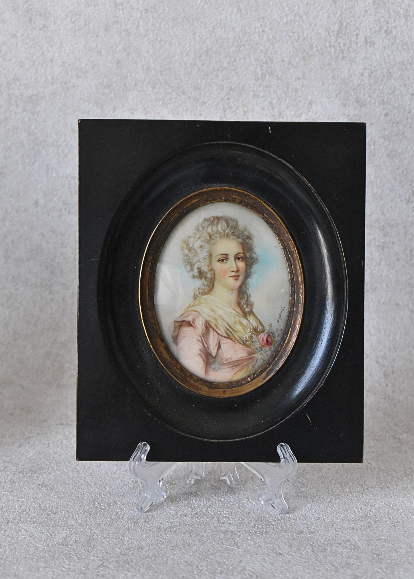 Pair of French Portrait Miniatures, 19th Century Revival