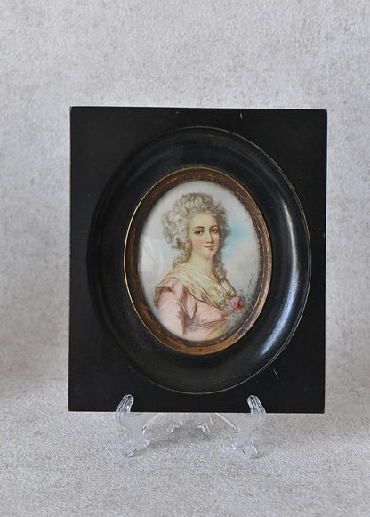 Pair of French Portrait Miniatures, 19th Century Revival