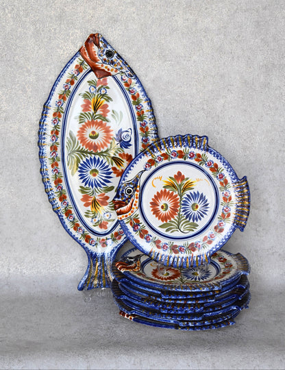 French Henriot Quimper Fish Dinner Service