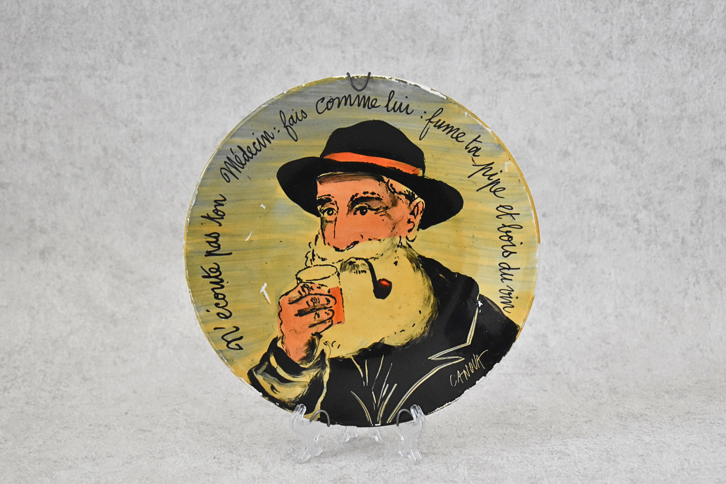 Vintage French Canova Hand-Painted Folkloric Plate