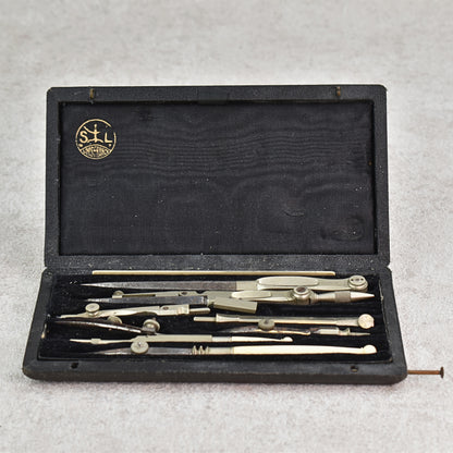 French Vintage SIL Drafting Instrument Set, Circa 1940s–1950s