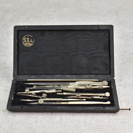 French Vintage SIL Drafting Instrument Set, Circa 1940s–1950s