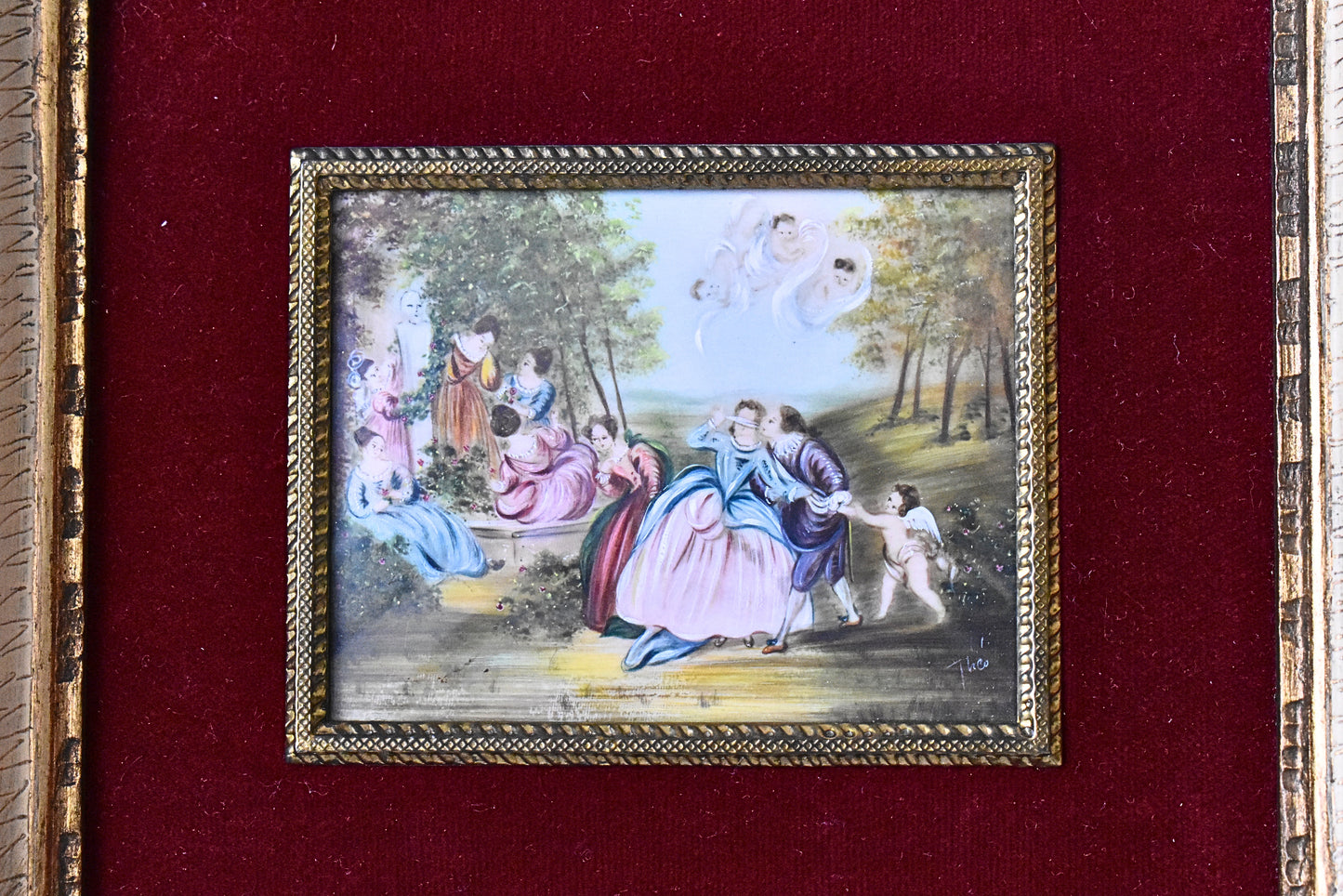 French Hand-Painted Porcelain Miniature Set of Four