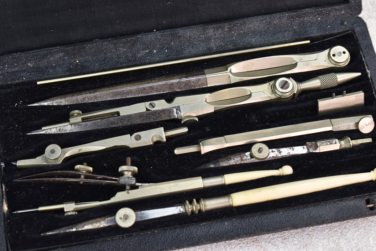 French Vintage SIL Drafting Instrument Set, Circa 1940s–1950s