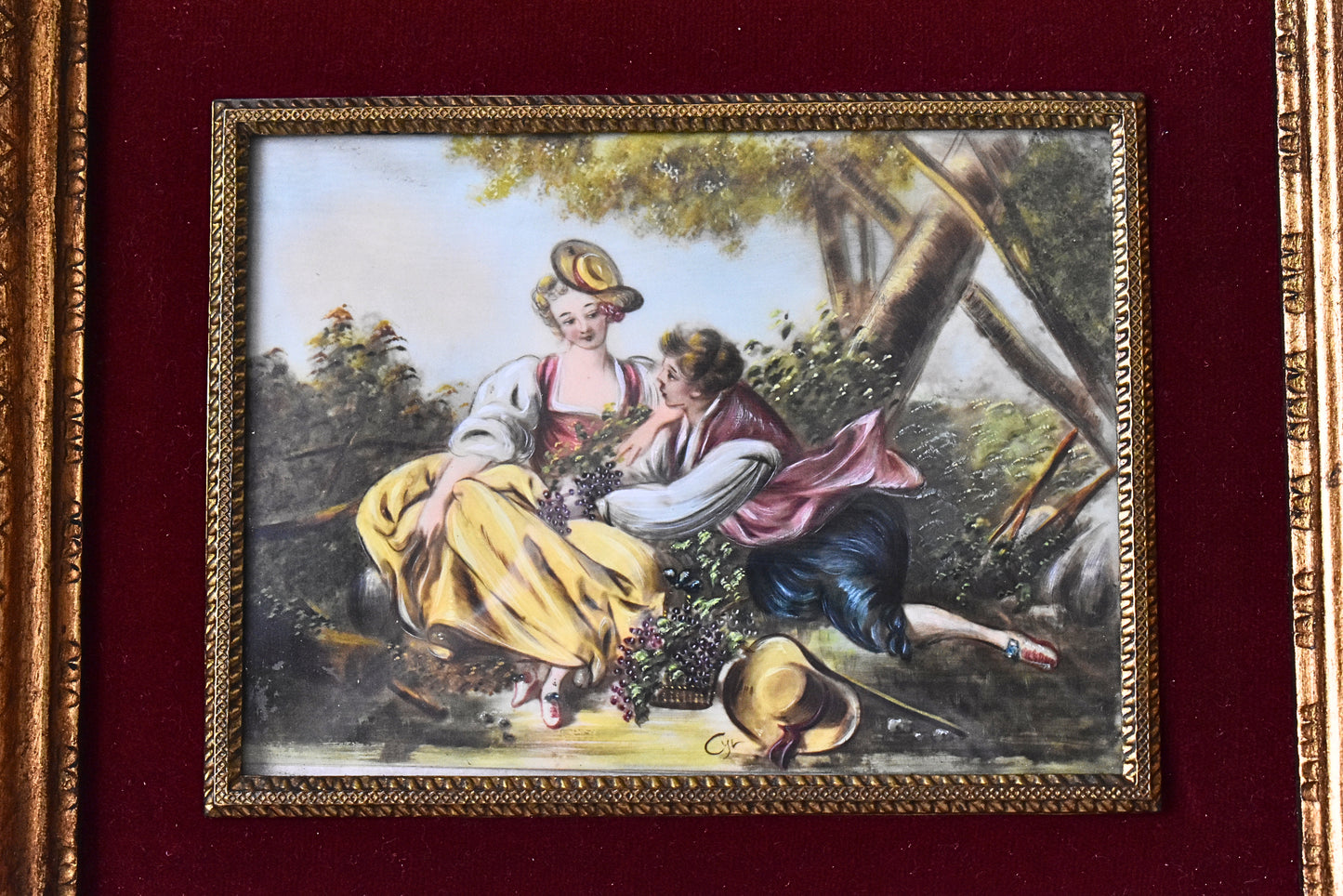 French Hand-Painted Porcelain Miniature Set of Four