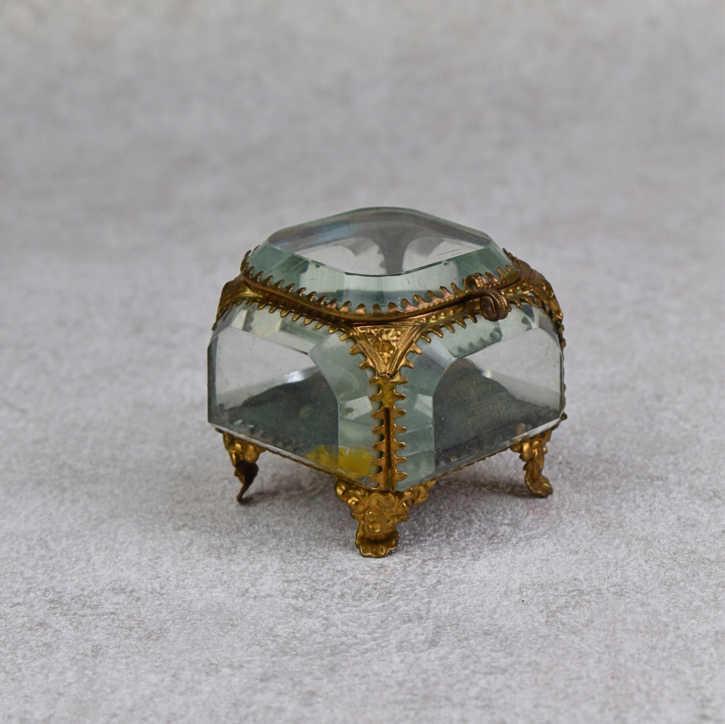 French Napoleon III Style Beveled Glass Jewelry Casket