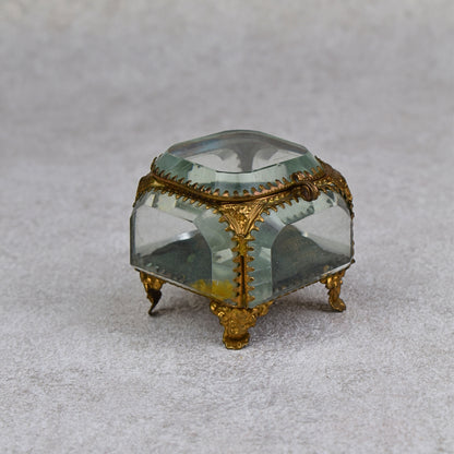 French Napoleon III Style Beveled Glass Jewelry Casket