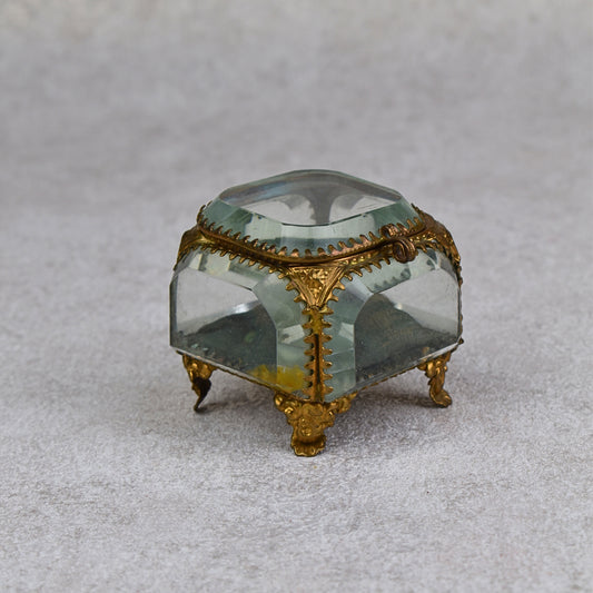 French Napoleon III Style Beveled Glass Jewelry Casket
