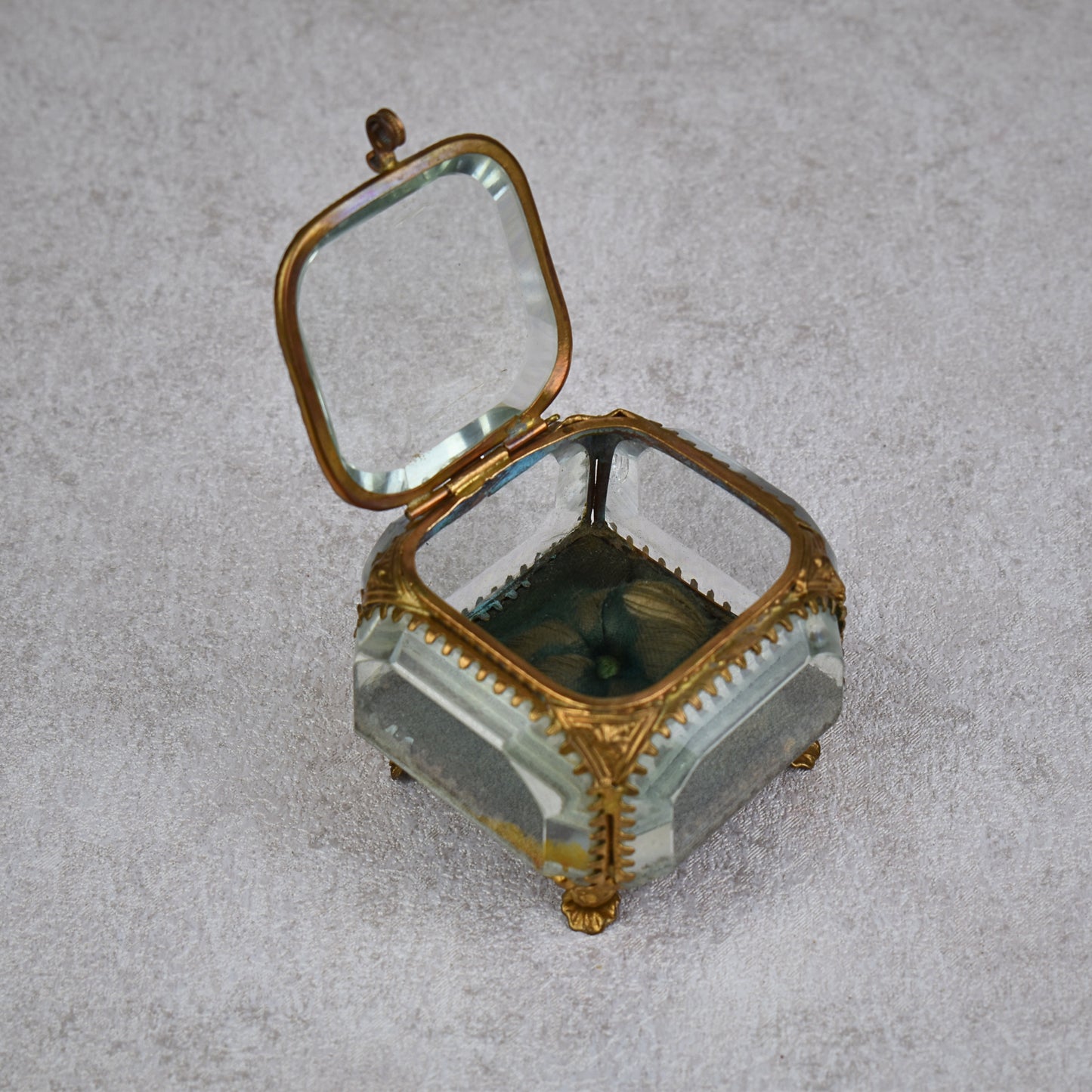 French Napoleon III Style Beveled Glass Jewelry Casket