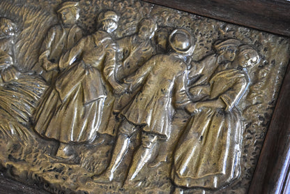 “L’Été” Vintage Repoussé Brass Wall Plaque