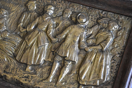 “L’Été” Vintage Repoussé Brass Wall Plaque