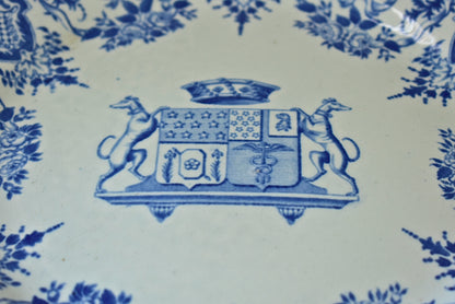 French Blue & White Pedestal Dish, Heraldic Tazza
