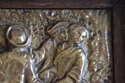 “L’Été” Vintage Repoussé Brass Wall Plaque