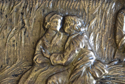 “L’Été” Vintage Repoussé Brass Wall Plaque