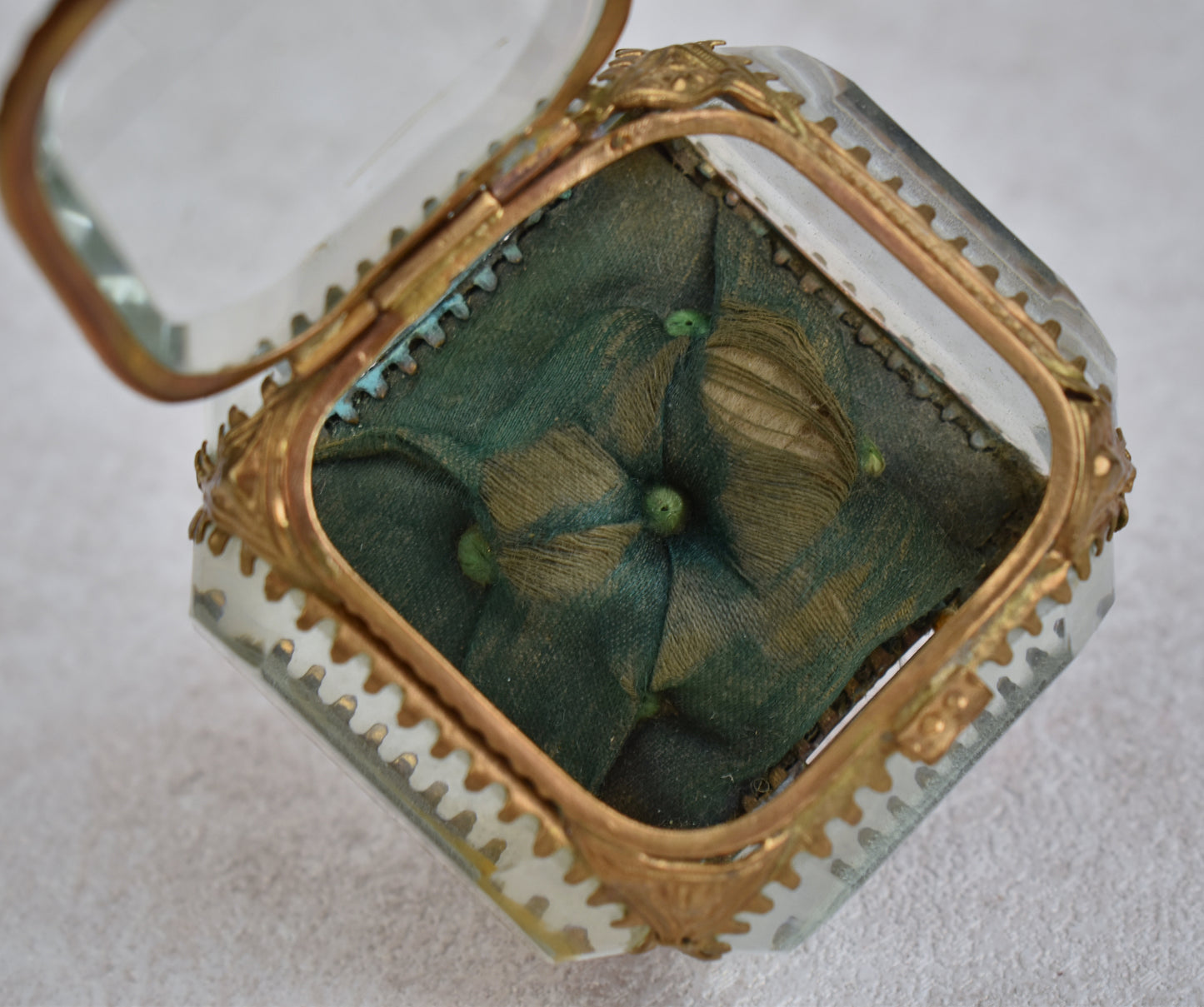 French Napoleon III Style Beveled Glass Jewelry Casket