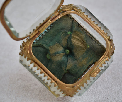 French Napoleon III Style Beveled Glass Jewelry Casket