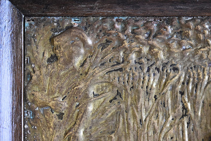“L’Été” Vintage Repoussé Brass Wall Plaque