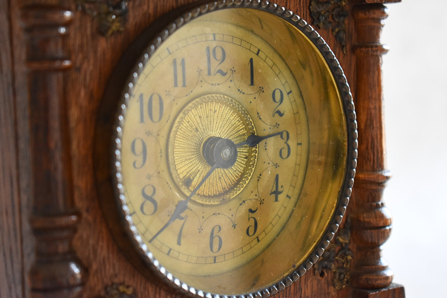 Antique French Oak Junghans Mantel Clock