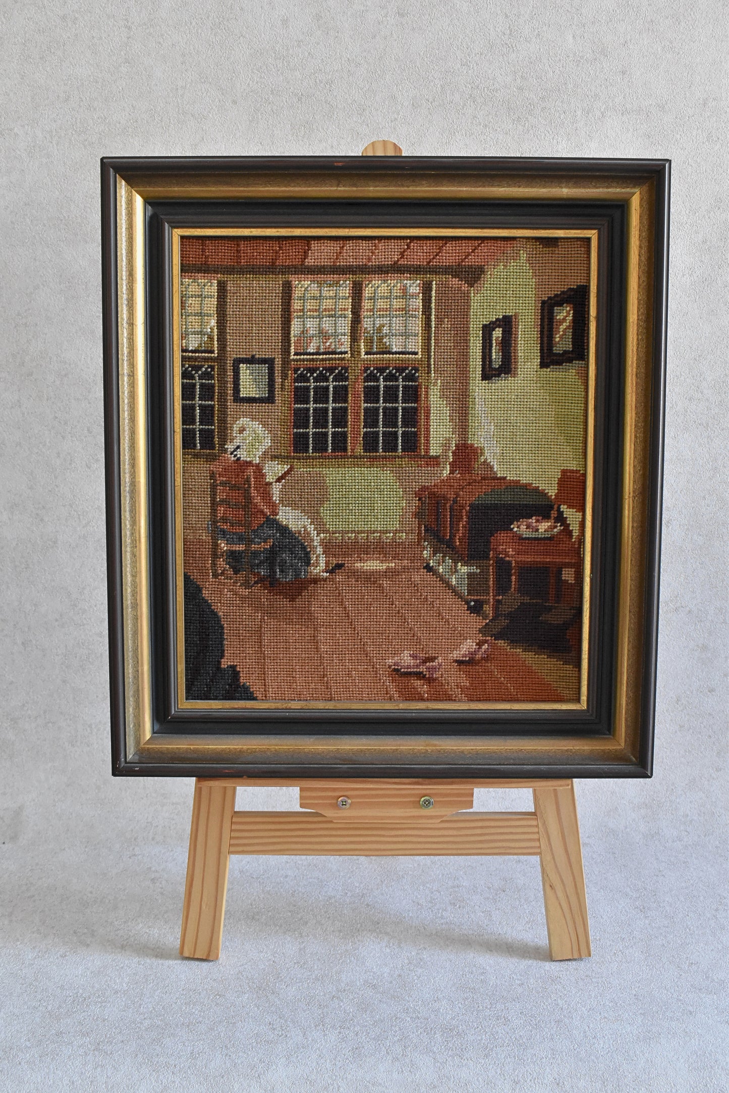Vintage French Needlepoint Tapestry “Femme Lisant”
