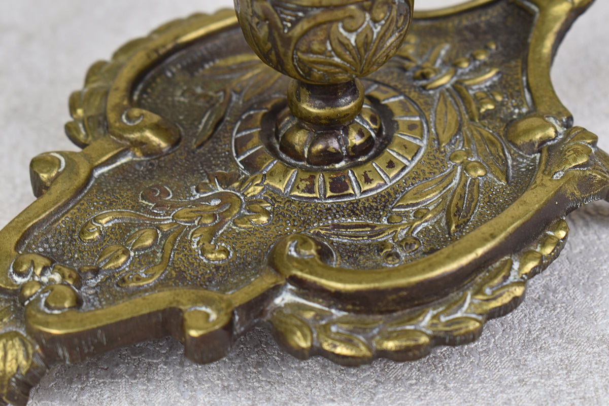 Vintage Rococo Revival Brass Chamberstick Candle Holder